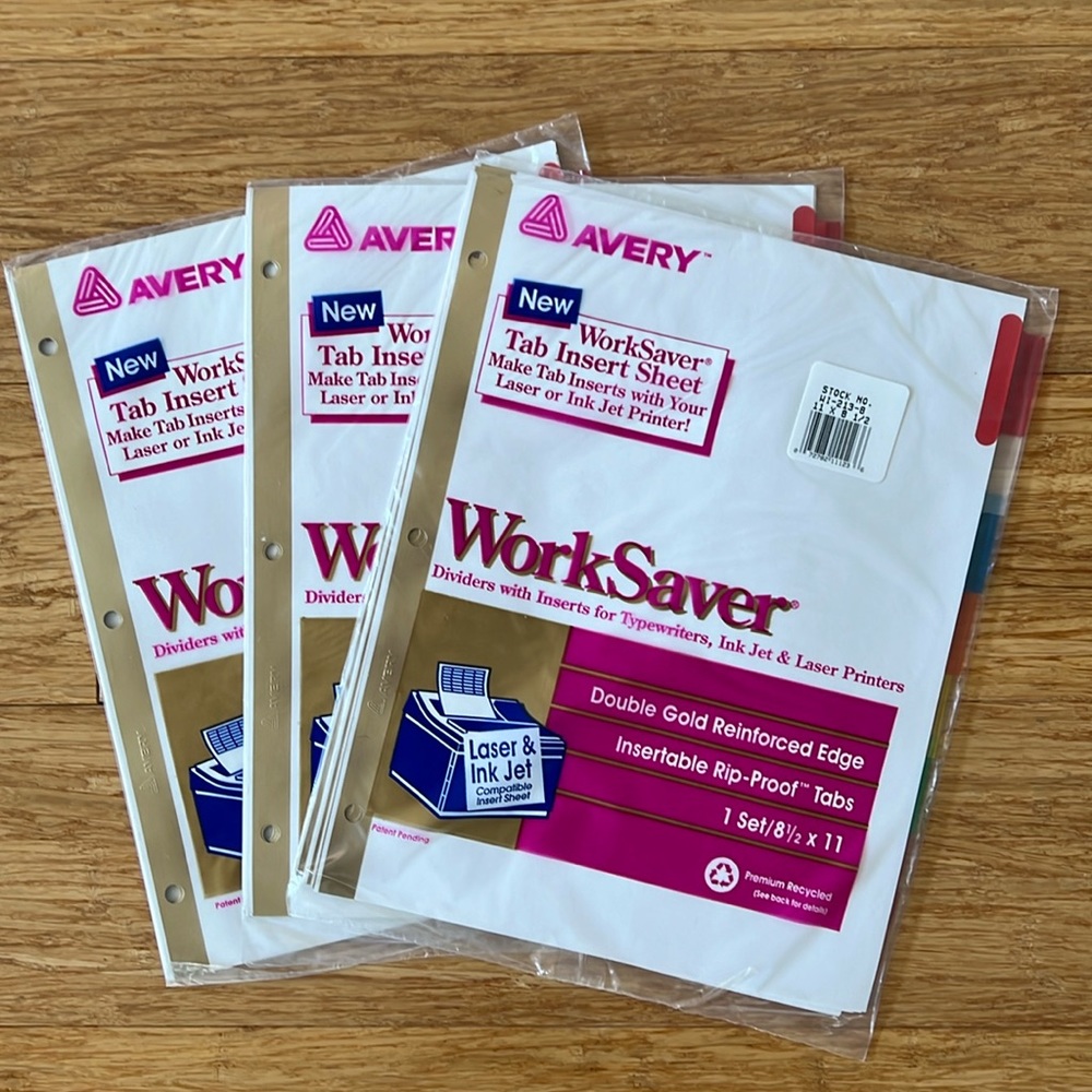 24 Avery Double gold Reinforced edge Dividers with insertable color tabs